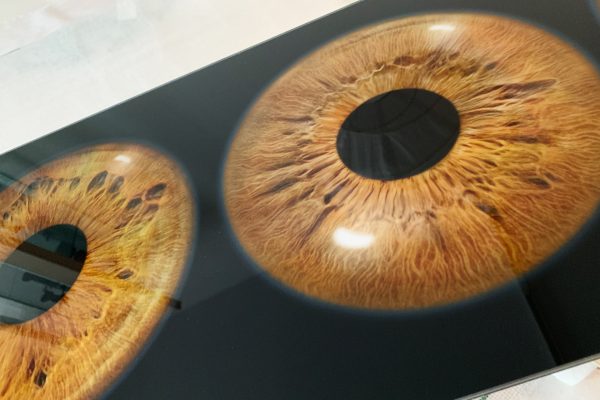 Iris foto print achter acrylglas met ophangsysteem